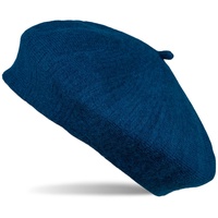 styleBREAKER Baskenmütze (1-St) Feinstrick Baskenmütze mit Streifen Muster blau