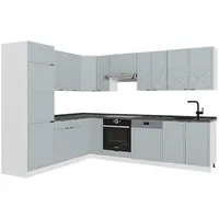 Vicco Winkelküche L-Form 227 x 287 cm Hellblau-grau/Weiß