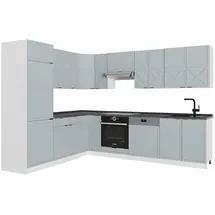 Vicco Winkelküche L-Form 227 x 287 cm Hellblau-grau/Weiß