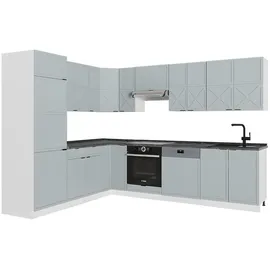 Vicco Winkelküche L-Form 227 x 287 cm Hellblau-grau/Weiß