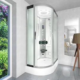 AcquaVapore Komplettdusche mit Schiebetür rechts 120 x 215 cm Weiß Sicherheitsglas D60-70M1L-ALL