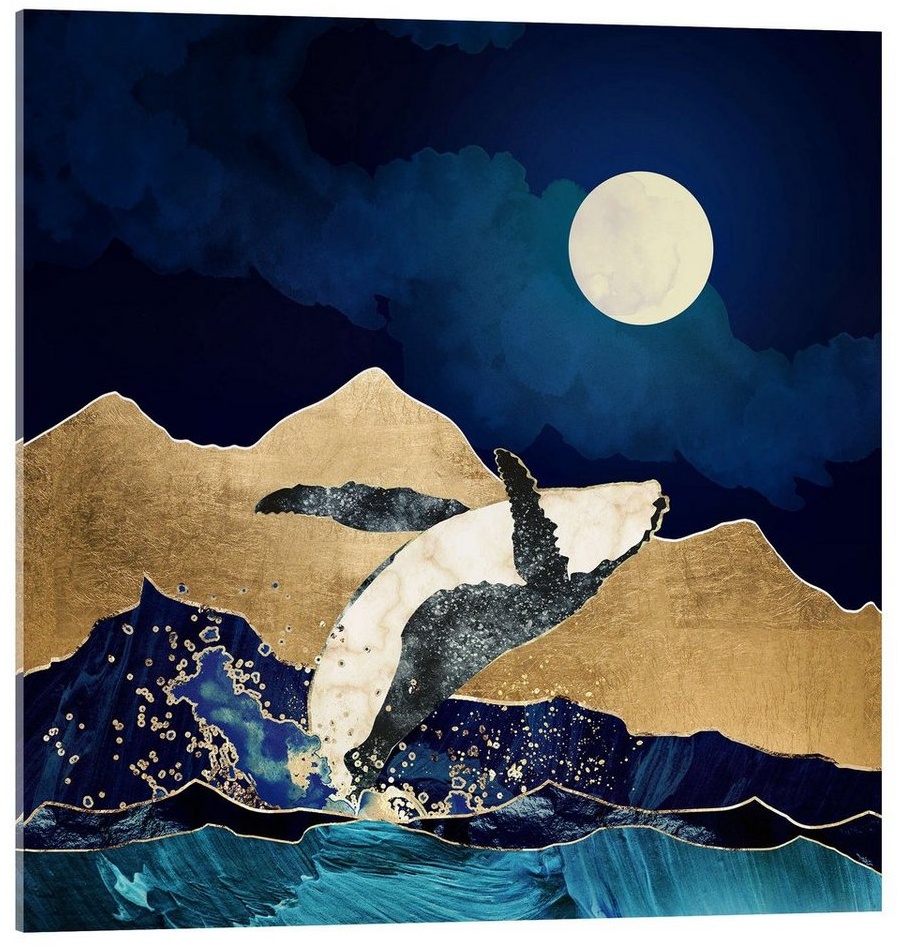 Posterlounge Acrylglasbild SpaceFrog Designs, Der freie Wal, Illustration blau 30 cm x 30 cm