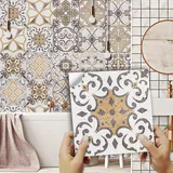 Fliesenaufkleber 20X20CM Drucken Küchenrückwand Folie 3d Fliesenaufkleber Bad PVC Klebefliesen Wasserdicht Selbstklebende Fliesen Leicht zu Schrubben Klebefliesen Boden(10PC)