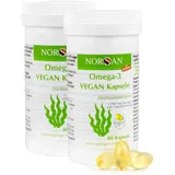 NORSAN Premium Omega 3 Vegan Kapseln 2er Pack (2x 80 Stück) / 1.700mg Omega 3 pro Tagesdosis/vegane Algenöl Kapseln mit hohem EPA- & DHA-Anteil/Omega 3 Algenöl aus nachhaltigem Anbau