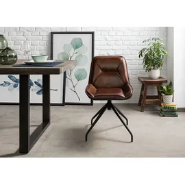 Massivmoebel24 Esszimmerstuhl Iron Label Leder braun