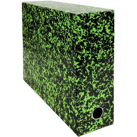 Exacompta 89723E 1 Annonay Transferbox aus bedrucktem Lackpapier Rücken 90 mm Mit einer Metallöse Für Format A4 Abmessungen 25,5 x 34 x 9 cm Farbe grün Wird montiert geliefert