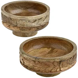Marrakesch Orient & Mediterran Interior 2er Set Boho Deko Schale Obstschale Holzschale Lulua
