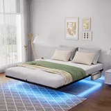 140 X 200 Cm Großes Schwebendes Metallbett Mit Led-beleuchtung, Metalllattenrost, Stabilem Und Robustem Schwebendem Bettrahmen, Beleuchtetem Jugendbett, Einfacher Montage, Schwarz.