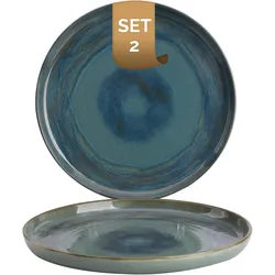 Palmer flache Teller-Set Miami, 2 x Speiseteller aus  Ø 28 cm, Teller grün-blau, spülmaschinenfest - Modernes  Geschirr ofen- & mikrowellenfest