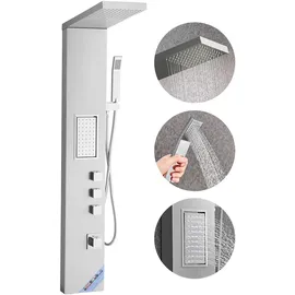 Vevor Duschpaneel-Turmsystem (3 in 1) mit Regenwasserfall-Duschkopf, (1345 mm) Duschsäule aus gebürstetem Edelstahl, Regenmassagesystem zur Wandmontage, mit Handbrause & großem Körperstrahl