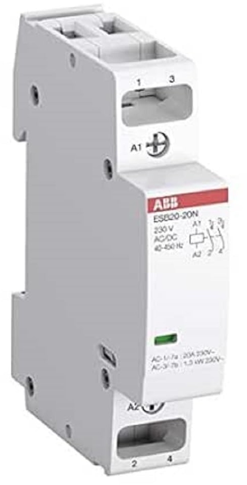 ABB Installationsschütz 20 A, 1S/1Ö, ESB20-11N-06, 230V ABB Installationsschütz, weiß