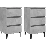 vidaXL Nachttische mit Metallbeinen 2 Stk. Betongrau 40x35x69 cm