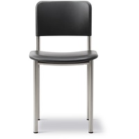 Plan Chair voll gepolstert, brushed steel / leder omni 301 schwarz