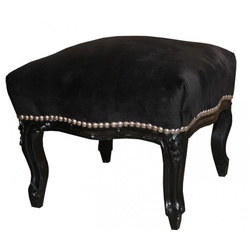 Casa Padrino Barock Fußhocker Medium Schwarz / Schwarz - Antik Stil Möbel - Hocker