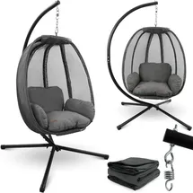 deluxe4home Hängesessel mit Gestell Grau