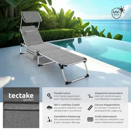 Tectake Sonnenliege, Grau, Kunststoff, 60.5x115x200 cm, Gartenmöbel, Gartenliegen