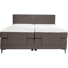 Alina Boxspringbett ALINA "Powell", braun (braungrau gcp 84), B:172cm L:212cm, Chenille GCP (100% Polyester), Komplettbetten, Boxspringbett, inkl. Motor, Matratze und Topper, in unterschiedlichen Ausführungen
