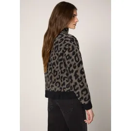 street one studio STREET ONE STUDIO, Damen, Gr. 44, schwarz, Stoff, 100% Polyester, animal-print, normal normal, Rundhals, Rippbündchen, Strickjacken