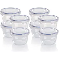 GRIZZLY Kunststoff Frischhaltedosen Set, 8x Vorratsdosen mit Deckel, rund,