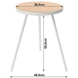 Yamazaki Beistelltisch rund 38x50cm Sofatisch Nachttisch Tower 3-Bein weiß