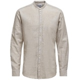 ONLY and SONS ONSCaiden LS SOLID Linen MAO Shirt NOOS«, grau