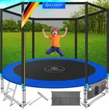 Kesser KESSER® - Trampolin TÜV Rheinland GS Zertifiziert Komplettset mit Sicherheitsnetz, Leiter, Randabdeckung, Seitentasche & Zubehör Kindertrampolin Gartentrampolin Belastbarkeit 150 kg