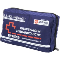 Leina-Werke 11057 KFZ-Verbandtasche Compact mit Warnweste Ecoline ohne Klett, Blau/Weiß/Rot