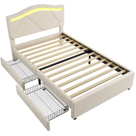 lanki international gmbh Polsterbett 90 x 200 cm Beige