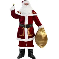 ABALAGU Herren-Weihnachtsmannanzug, 12-teilig, Weihnachtsmann-Kostüm für Erwachsene, Größe XXL