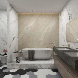 neu.haus Duschrückwandset Bladel 4er Set 120 x 60 cm, Cream Stone