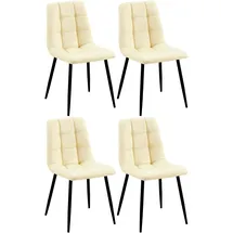 CLP 4er Set Esszimmerstuhl Antibes Kunstleder I Gesteppter Polsterstuhl I Küchenstuhl Mit Bodenschonern