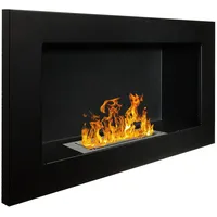 Campo24 hochwertiger Kamin 65x40cm Schwarz / Bioethanol Wandkamin für Innen / Moderner Kaminofen perfekt für Wohnzimmer - Schwarz