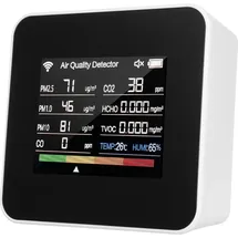 Cocosity in 1 Luftqualitätsmonitor CO2 Messgerät Kohlenstoffdioxid CO TVOC HCHO PM2.5 PM1.0 PM10 Temperatur Luftfeuchtigkeit Erkennung mit Alarmfunktion für