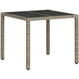 vidaXL Gartentisch mit Glasplatte Hellgrau 90x90x75 cm Poly Rattan