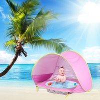 Strandmuschel für Kinder, Baby Zelt uv Schutz,UV Schutz 50+ Automatisches Strandmuschel, Strandzelt Belüftung Extra Light, im Automatischen Pop-up-Design, Wasserdicht (Rosa)