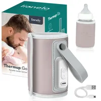 Lionelo Thermup Go Tragbarer Flaschenwärmer zur Temperaturerhaltung, USB-Ladefunktion, Erwärmung von Milch und Babynahrung, BPA FREE (Rosa)