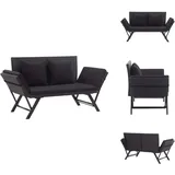 Gartenbank Mit Auflagen 176 Cm Schwarz Poly Rattan - Outdoor Möbel - Gartenbank - Lounge Chair - Sonnenschirm - Gartenlounge