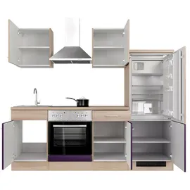 Flex-Well Küche »Portland«, wahlw. mit E-Geräten, Breite 220 cm, Arbeitsplatte mit High Pressure Laminate (HPL) - lila