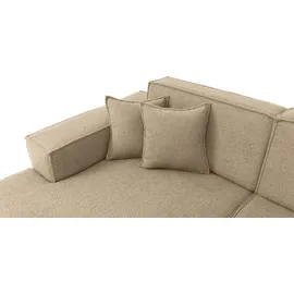 WFL GROUP Ecksofa Hana Loft 3-Sitzer Ecke Links Boucle Dunkelbeige 241/80/168 cm
