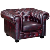 vente-unique Chesterfield Ledersessel - Büffelleder - Rotbraun - BRENTON