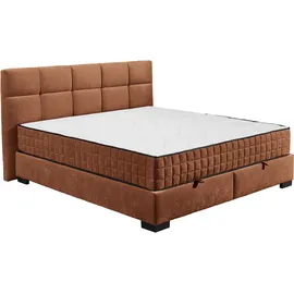 ed exciting design Boxbett ED EXCITING DESIGN "Nagol", braun (cognac), B:205cm L:214cm, 100% Polyester, Komplettbetten, mit Bettkasten, mit Wendematratze, erhältlich in verschiedenen Breiten