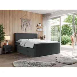 MKS Boxspringbett, KING DOREN 160/200 Dunkelgrau Struktur - H3