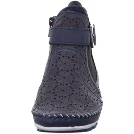 Gemini Damen Stiefelette Leder Cutouts floral Muster 382019-19, Größe:38 EU, Farbe:Blau - Blau - 38