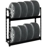 Proregal Reifenregal Metall 100x110x35 cm schwarz mit 2 Ebenen für bis zu 8 Reifen