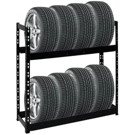 Proregal Reifenregal Metall 100x110x35 cm schwarz mit 2 Ebenen für bis zu 8 Reifen