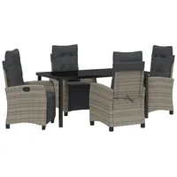 VidaXL 5-teiliges Garten-Esszimmer-Set in Grau aus Poly-Rattan