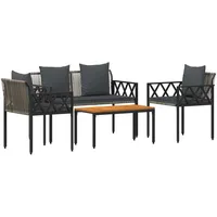 vidaXL Gartenmöbel-Set 4 Stk. Grau und Dunkelgrau Poly-Rattan