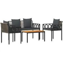 vidaXL Gartenmöbel-Set 4 Stk. Grau und Dunkelgrau Poly-Rattan