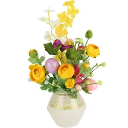 Kunstblume I.GE.A. "Mixed-Arrangement mit Ei", bunt, B:21cm H:29cm L:21cm, Kunstpflanzen, Vase aus Keramik