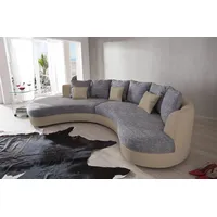 Ecksofa HOME AFFAIRE "Lazio modern und bequem, schmale Armlehnen, tolle Detailverarbeitung", grau (hellgrau, weiß, grau), B:287cm H:76cm T:160cm, 100% PU (Kunstleder)/90% Polyester, 10% Acrylic, Sofas, Ecksofa, ergonomische Form